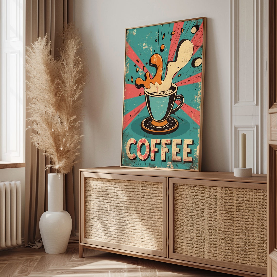 Vintage Coffee Splash Pop Art with Bold Retro Lettering Poster - Image 4