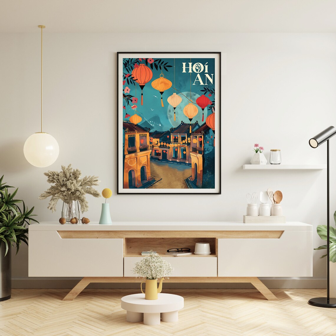 Hoi An Vietnam Lantern Festival Night Street Vintage Travel Poster - Image 2