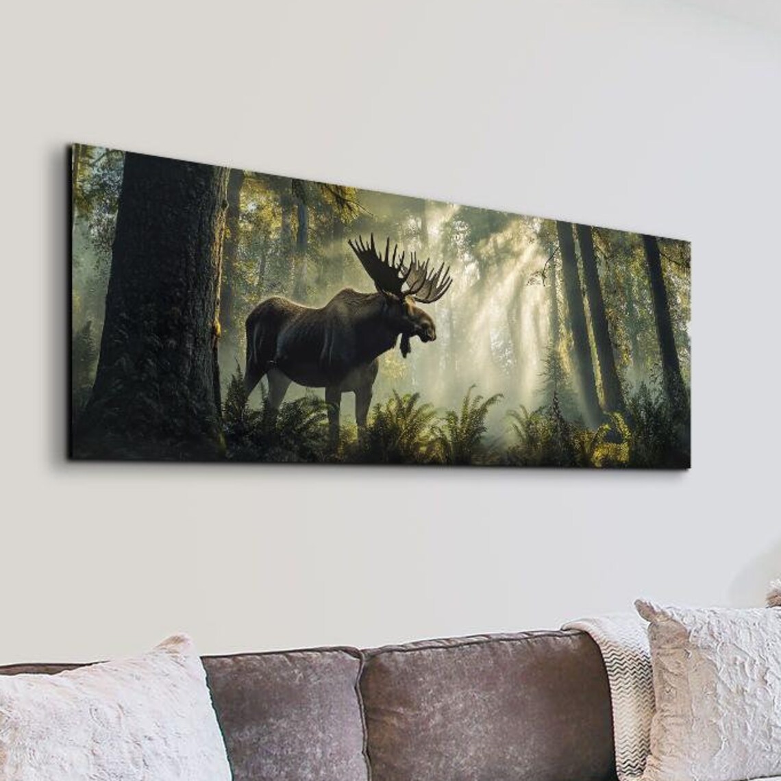 Woodland Moose, Panoramic Wall Art Print