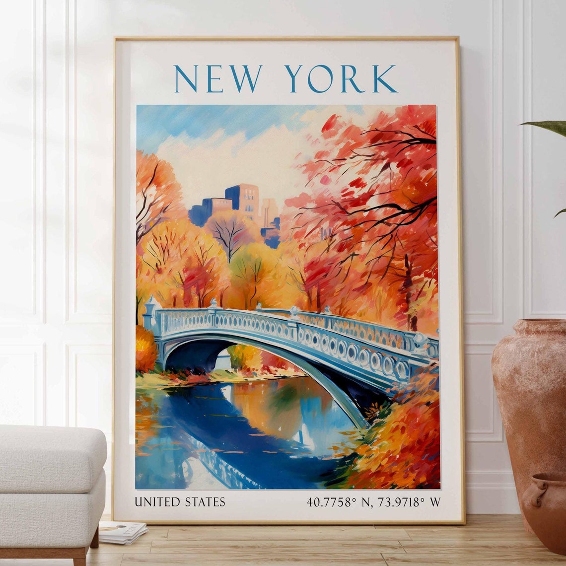 New York Print Central Park Print Bow Bridge New York Poster New York Lover New York Art New York Print Travel Travel Print