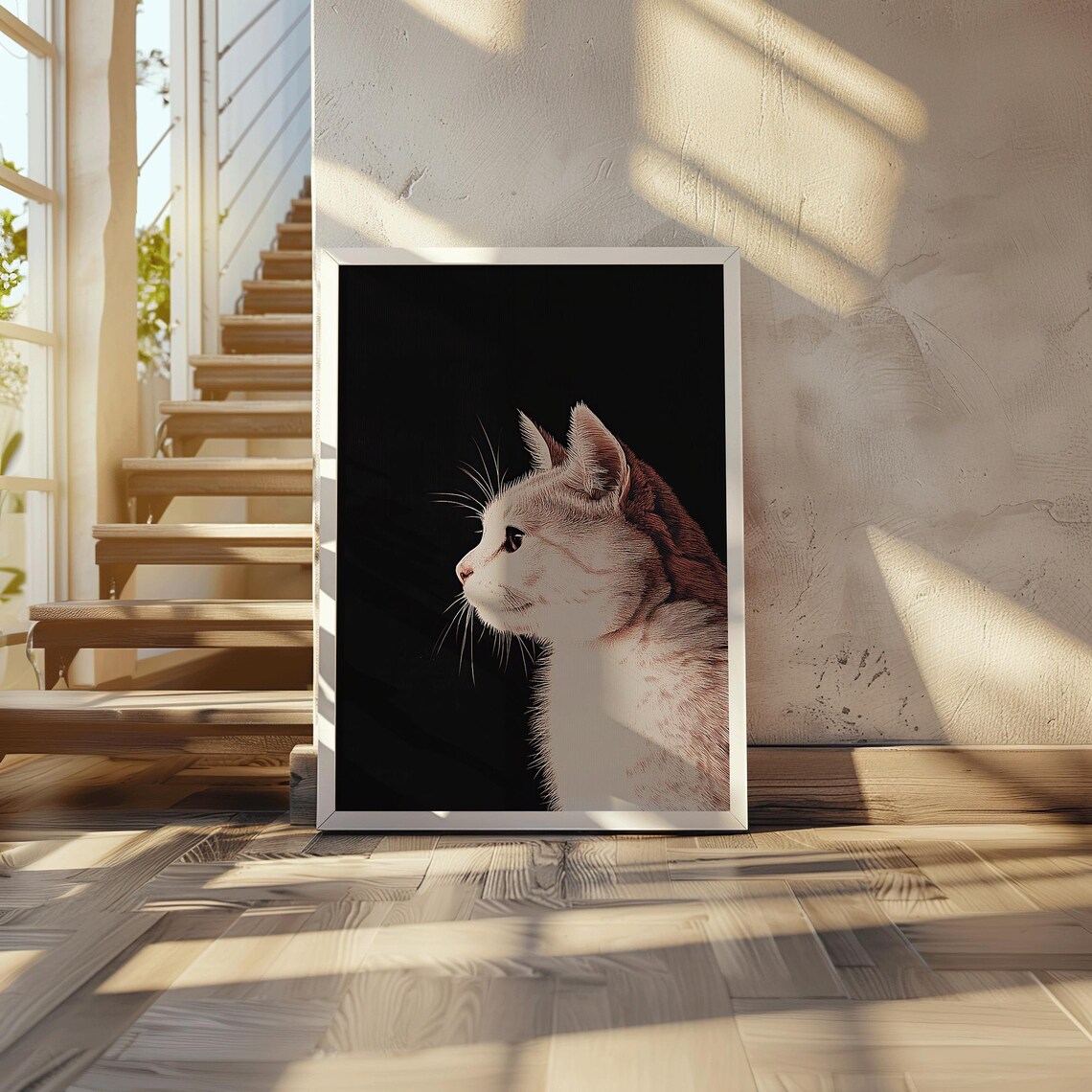 Minimal Cat Profile Art Print, Modern Pet Portrait