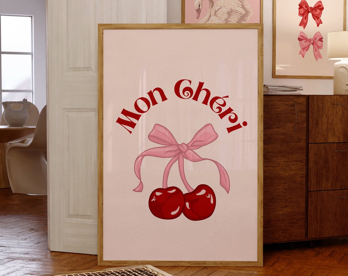 Mon Cheri Cherry Coquette Retro Art Print - Image 4