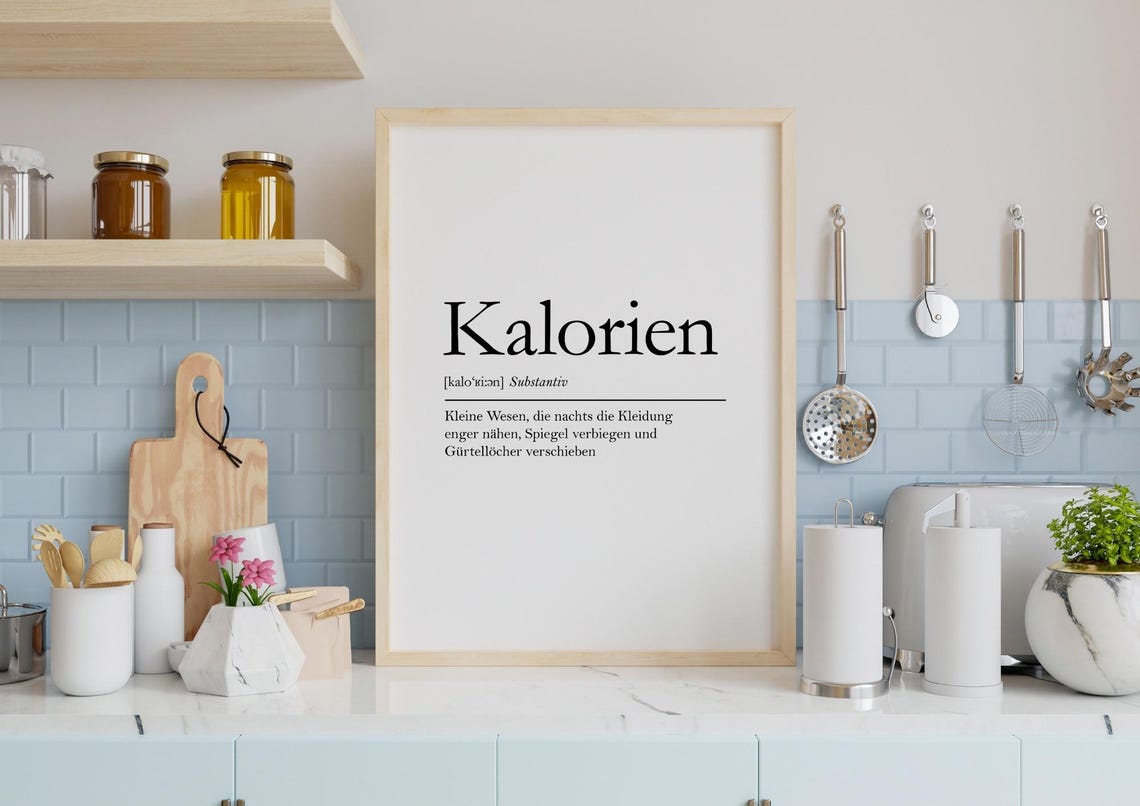 Kalorien Funny German Definition Minimalist Kitchen Humor Poster