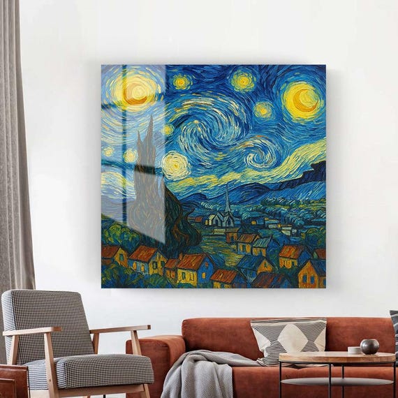 Tempered Glass Wall Art Extra Large Decor Living Room Home Stained Painting For Bedroom Housewarming Gift