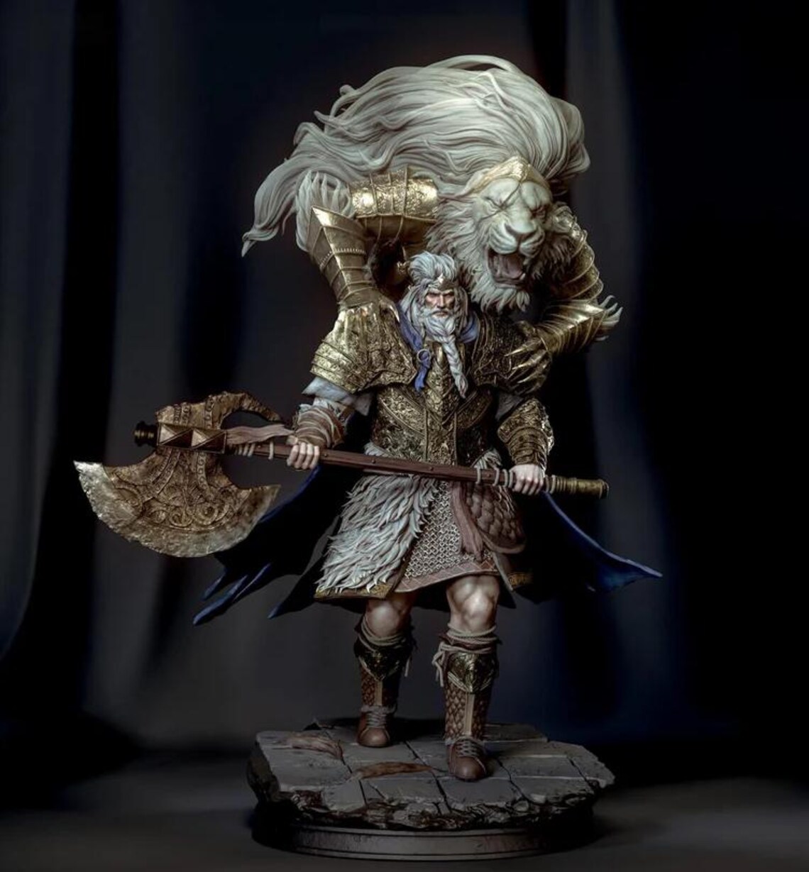 Godfrey Elden Ring 3D Printed Lion Knight Figure Statue Collector Wall Art