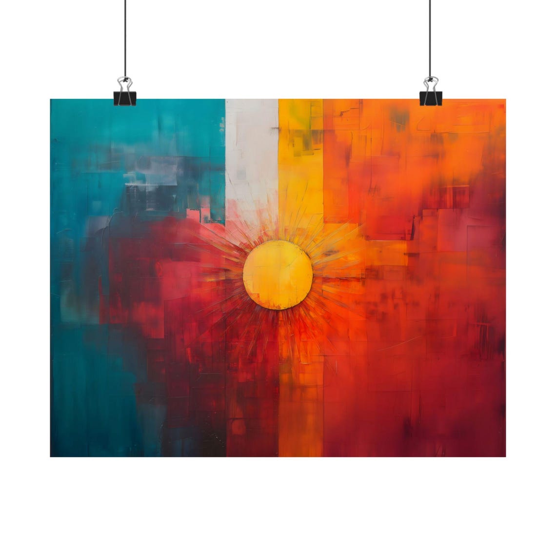 Weathered Sunburst Vintage Sun Rustic Distressed Decorative Poster