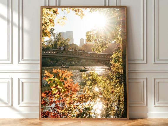 Central Park Autumn Print Nyc Boat Ride Fall Foliage Photography