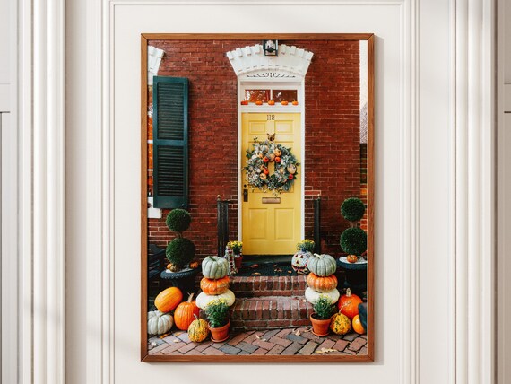 Alexandria Va Autumn Door Photography Print Pumpkin Wreath Decor
