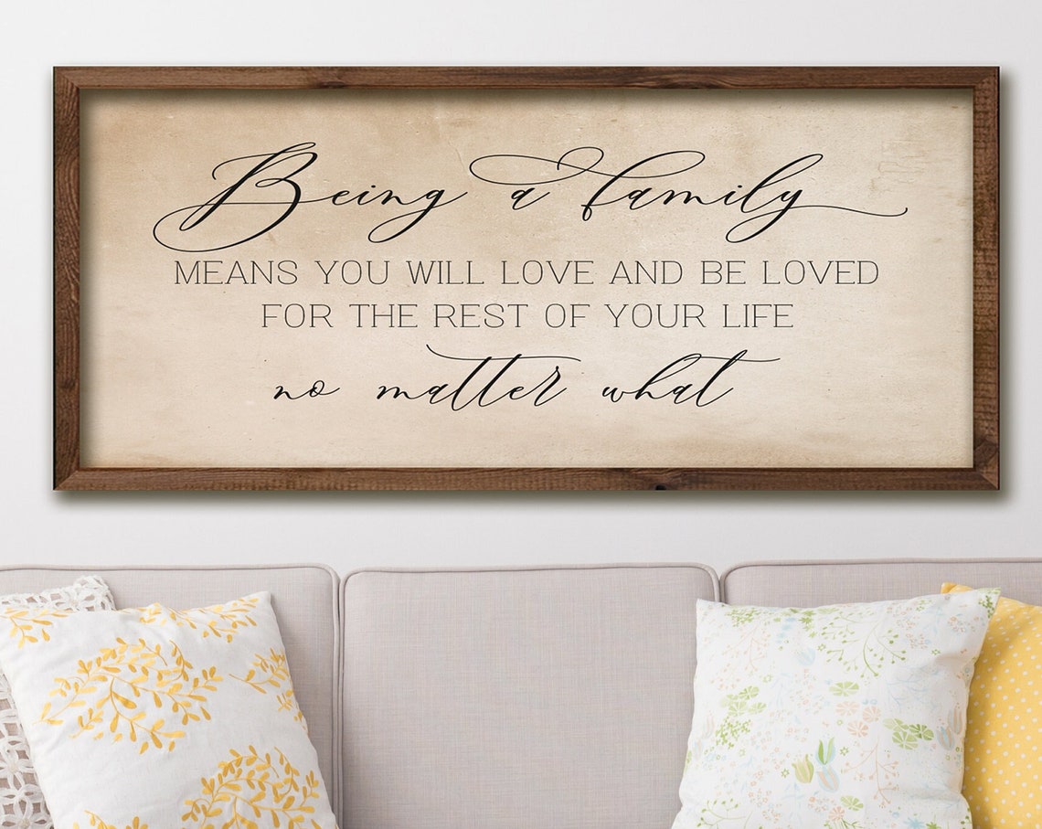 Being A Family Means Sign Family Wood Sign For Living Room Decor Old Paper Background Wall Art Family Home Decor - Image 2