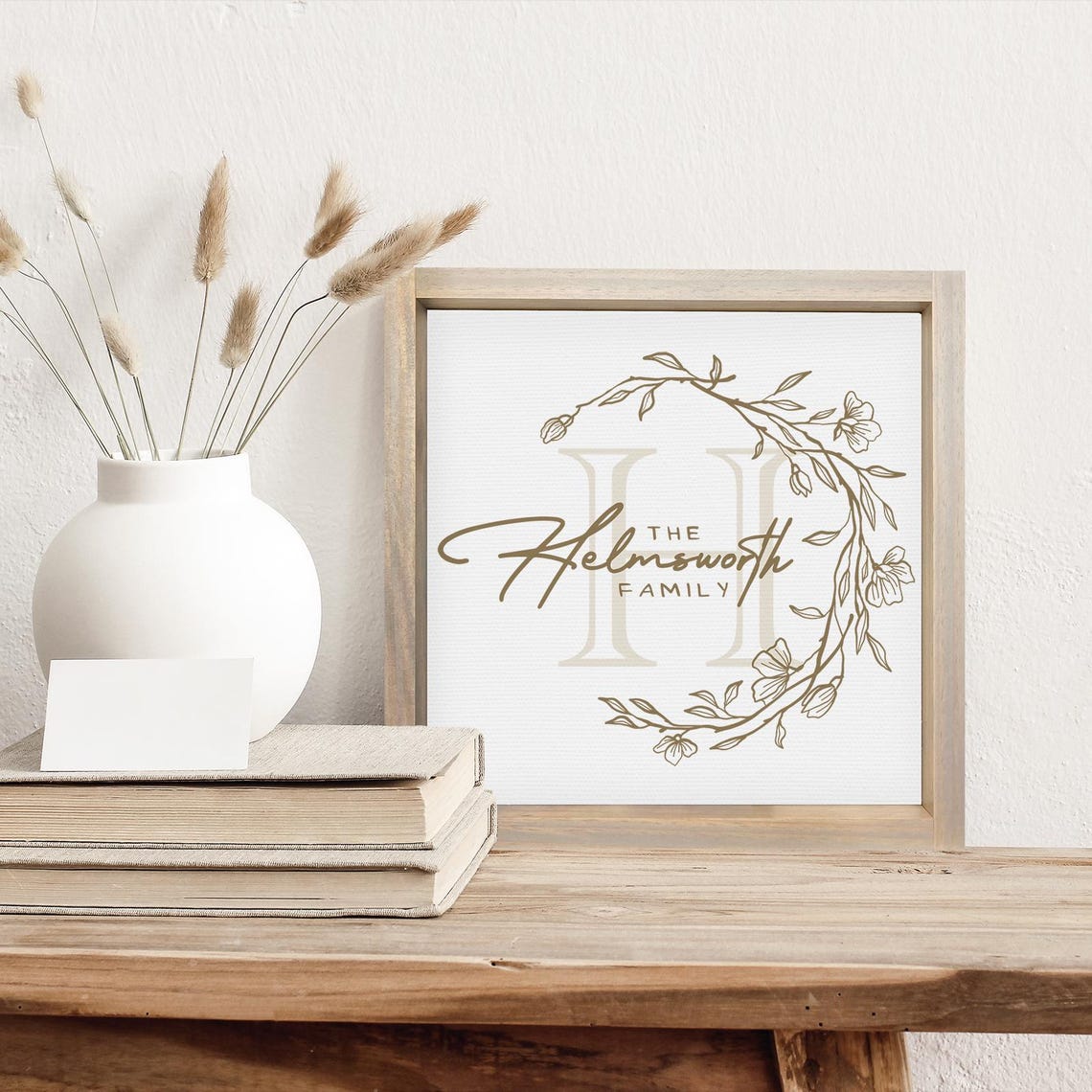 Personalized Floral Wreath Monogram Family Name Entryway Poster