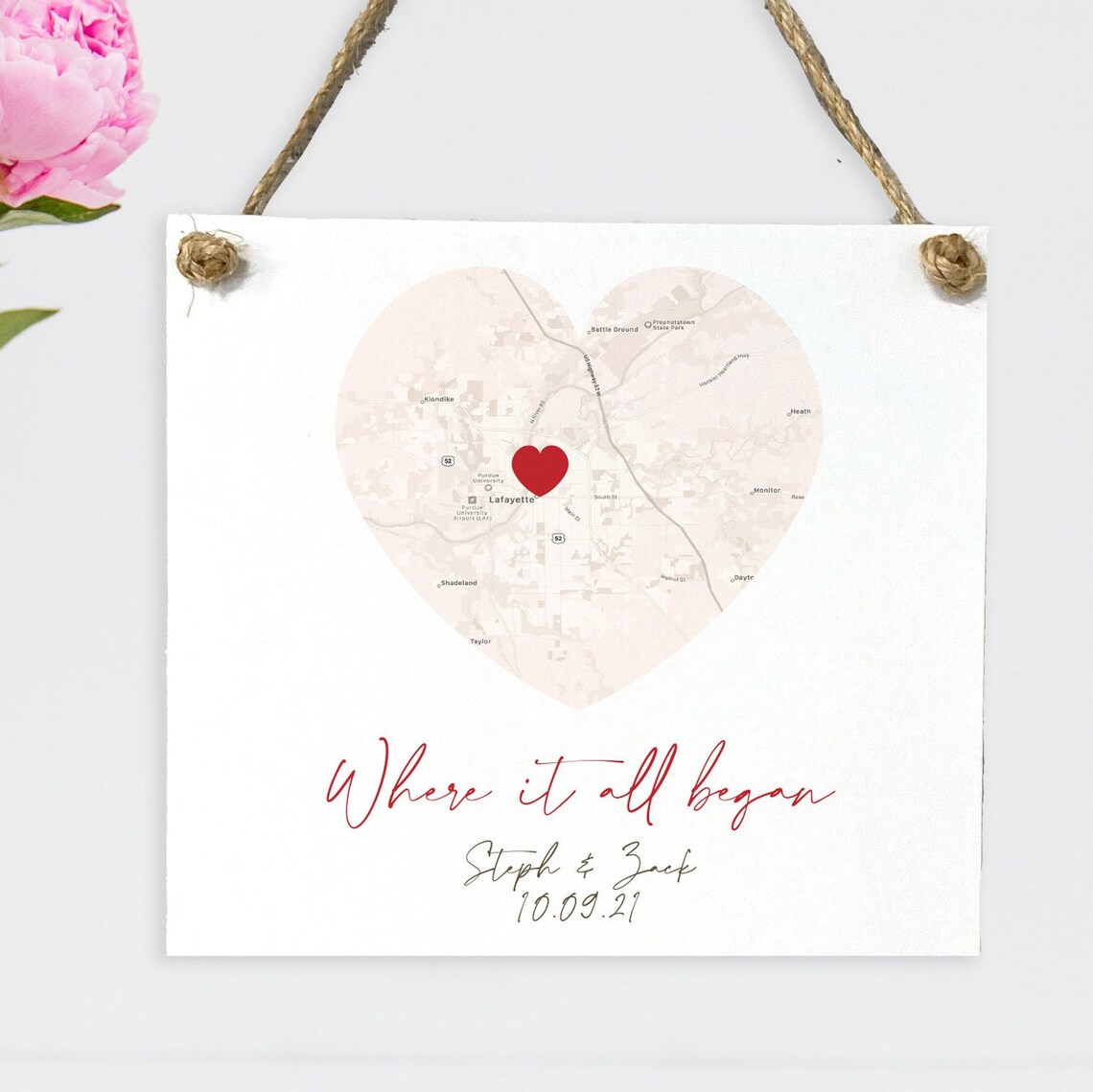 Engagement Map Custom Location, Anniversary Gift - Image 3