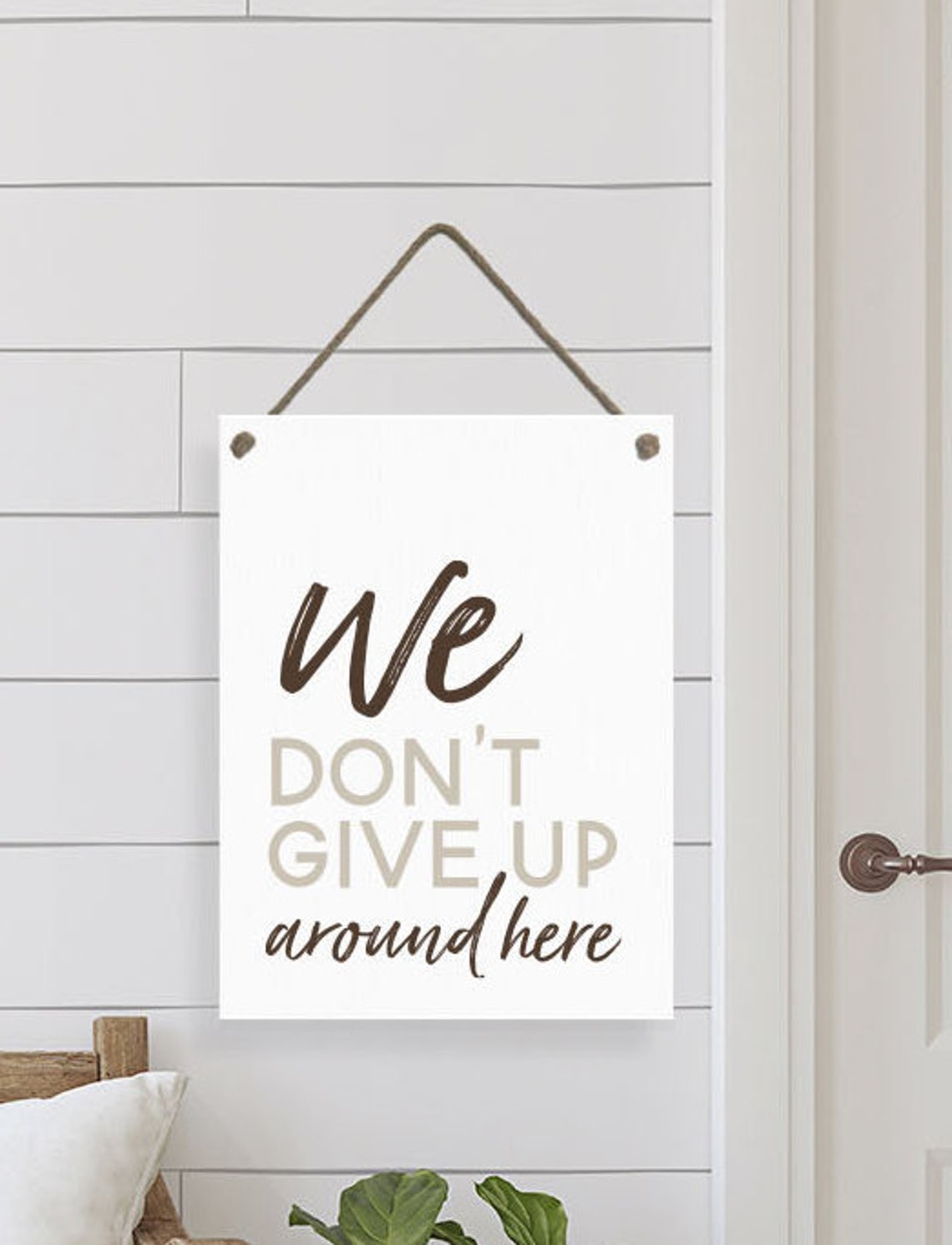 We Don't Give Up Around Here Motivational Gold Lettering Poster - Image 2