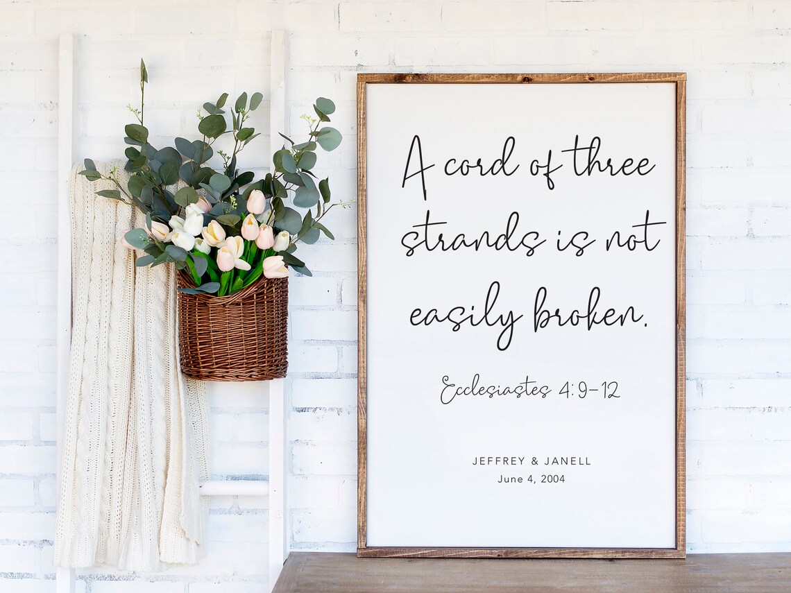 A Cord Of Three Strands Personalized Wall Art Print