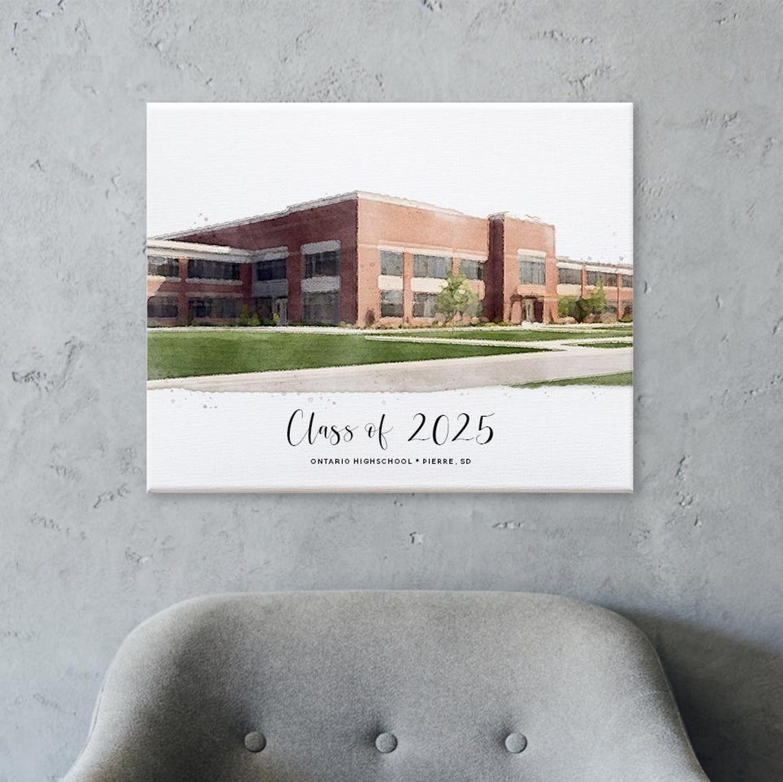 Class of 2025 Watercolor High School Print Graduation Gift Decor - Image 2