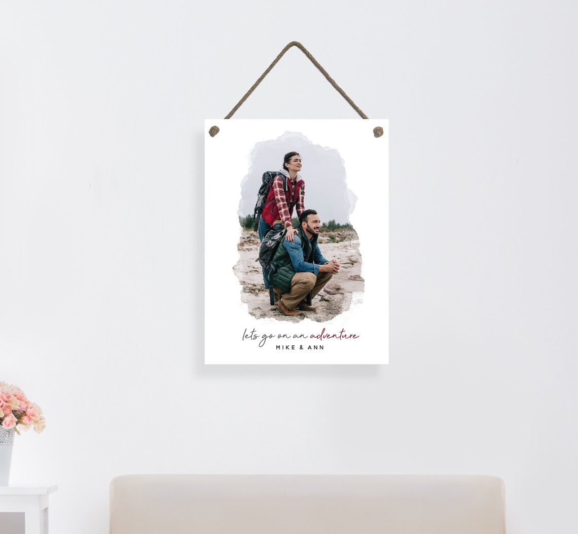 Personalized Photo Let's Go on an Adventure Watercolor Edge Poster - Image 2