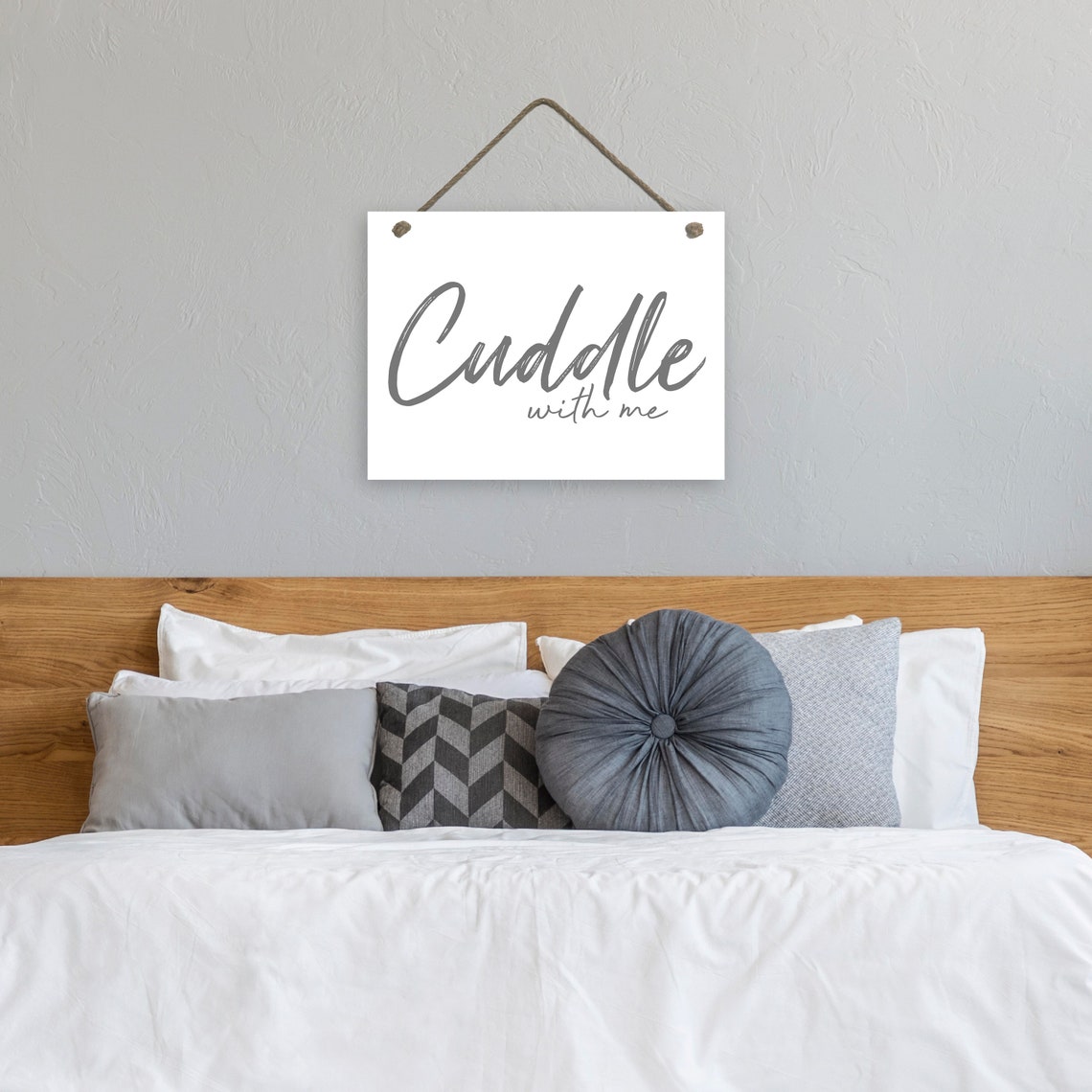 Cuddle With Me Gray Brush Script Cozy Bedroom Farmhouse Poster - Image 2