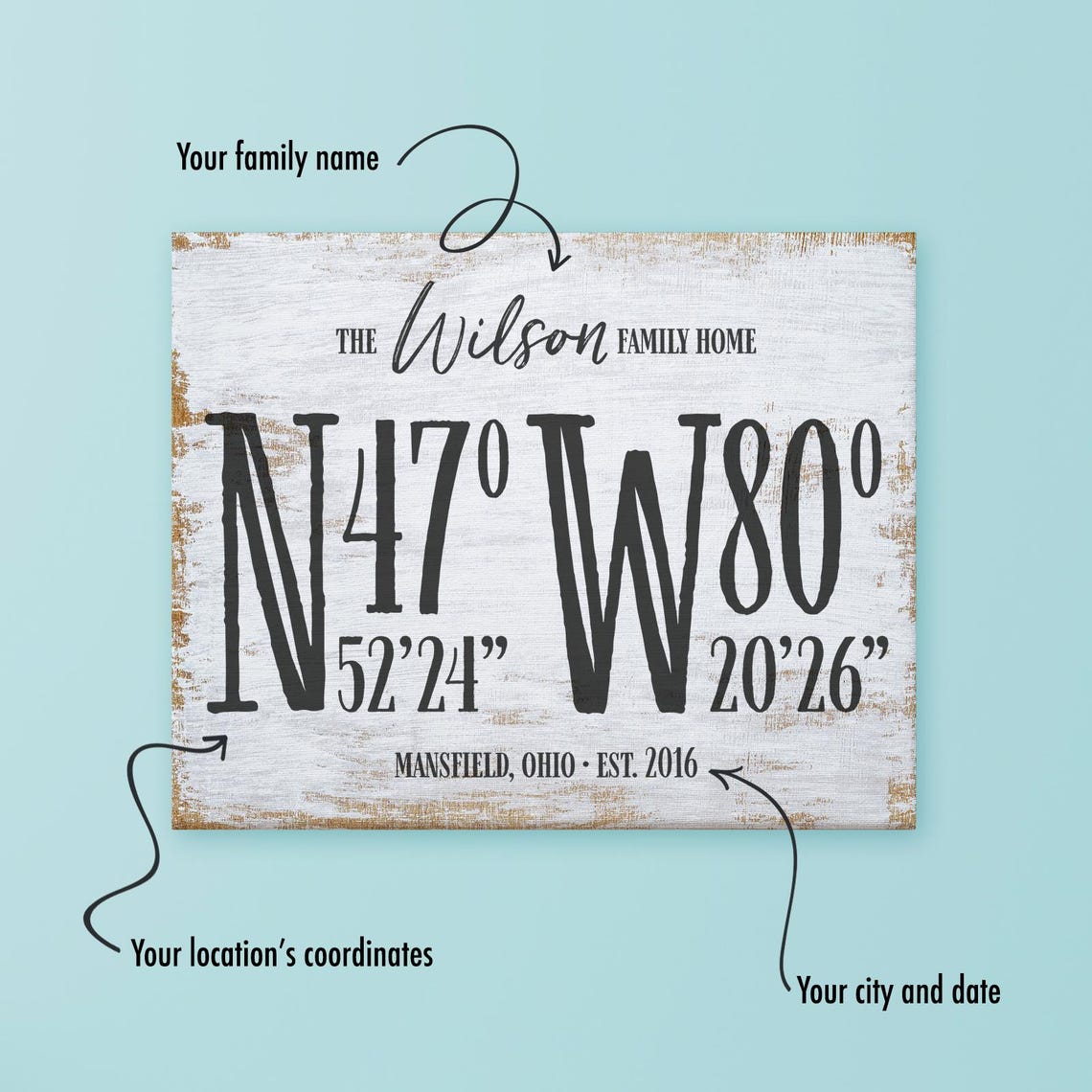 The Wilson Family Home Coordinates Mansfield Ohio Sign Poster - Image 3