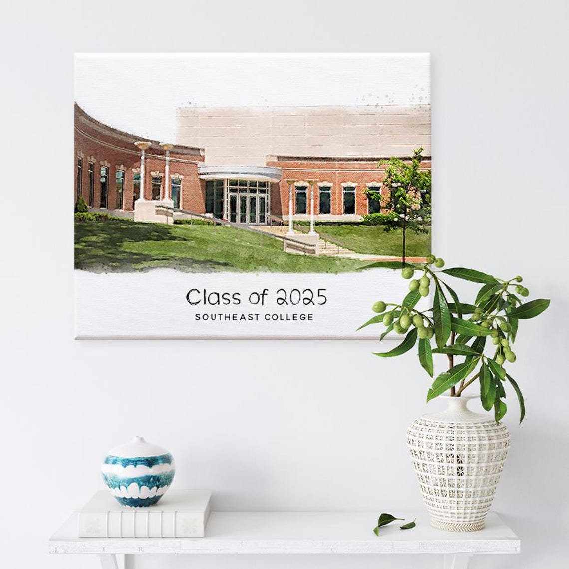 Bellevue University Class of 2025 Watercolor Campus Print Gift - Image 2