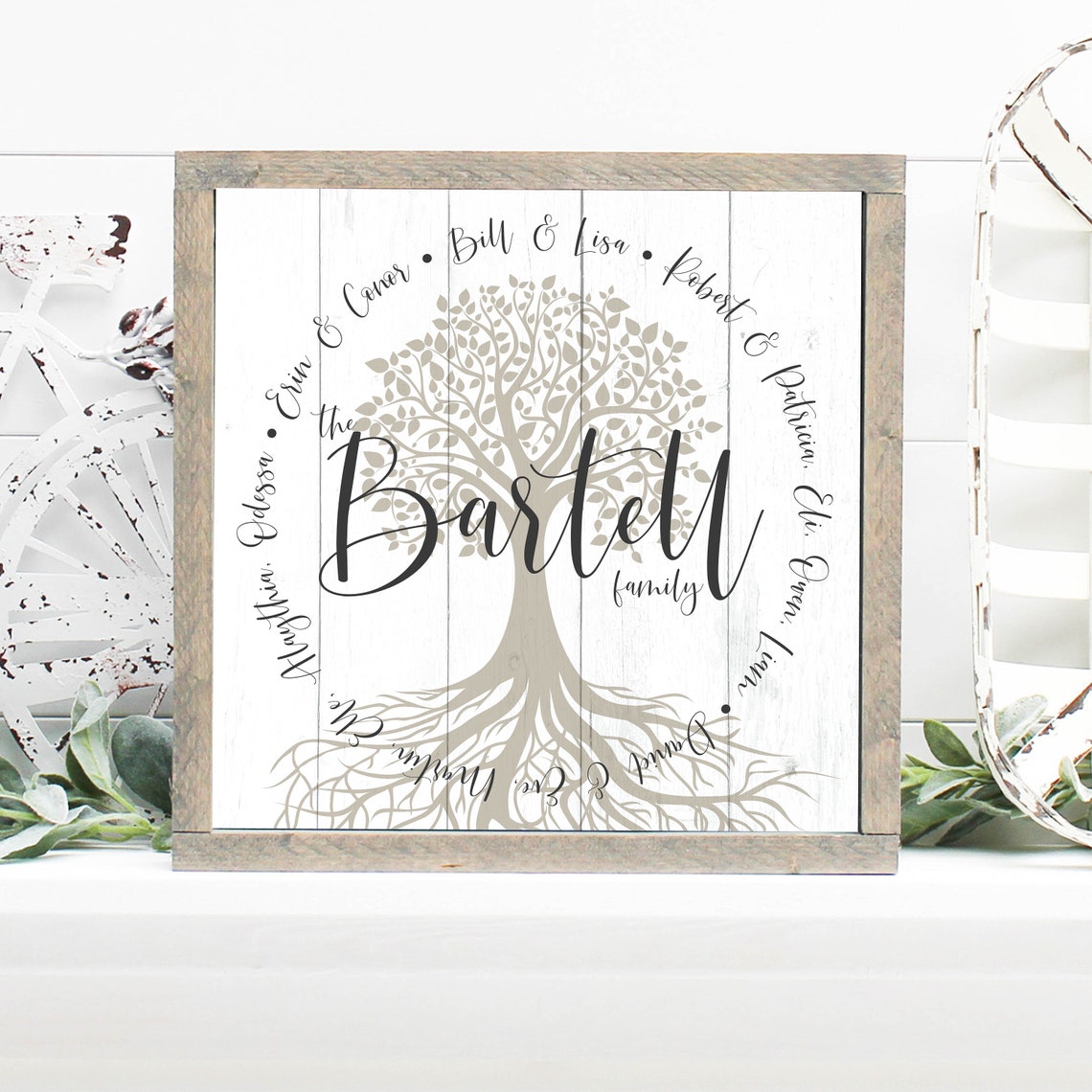 Custom Family Tree Generations Name Sign Farmhouse Style Poster