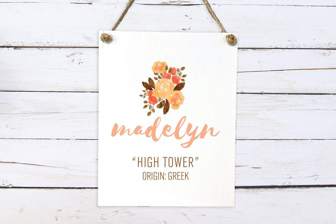 Personalized Watercolor Flower Nursery Wall Art Print - Image 2