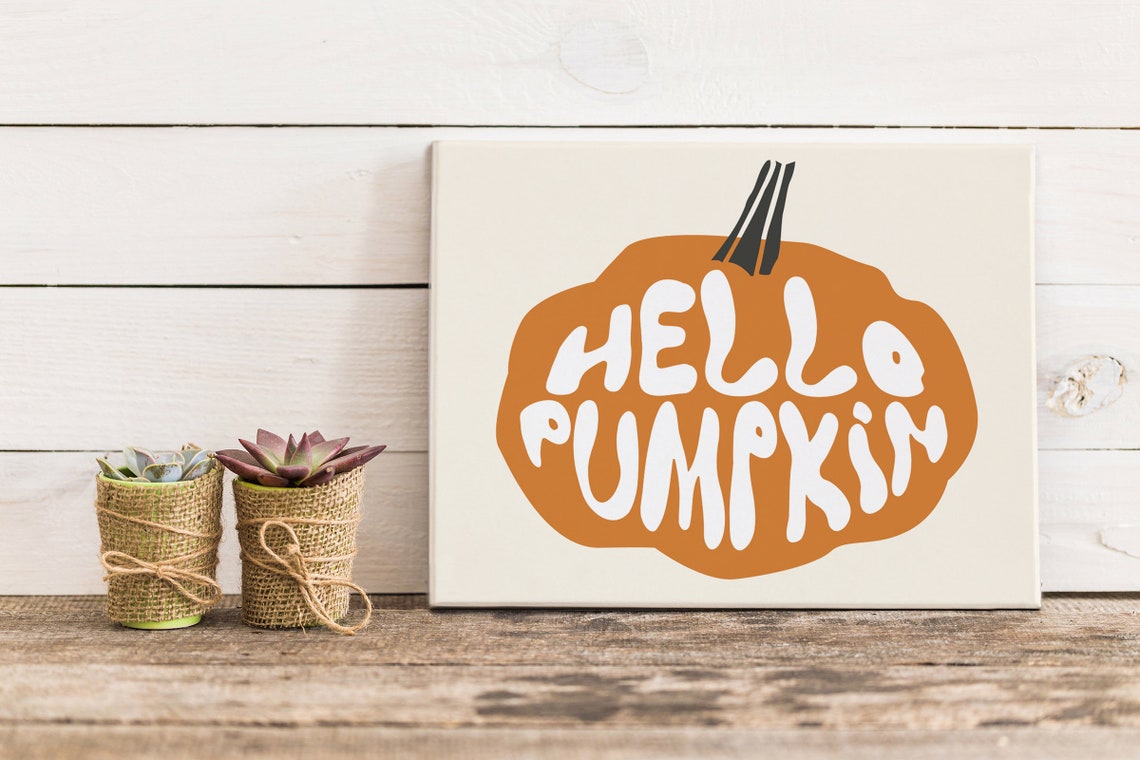 Hello Pumpkin Fall Sign Orange Pumpkin Shape White Frame Poster - Image 3