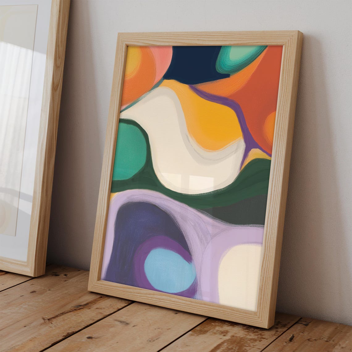 Colorful Abstract Organic Waves Orange Teal Purple Modern Art Poster