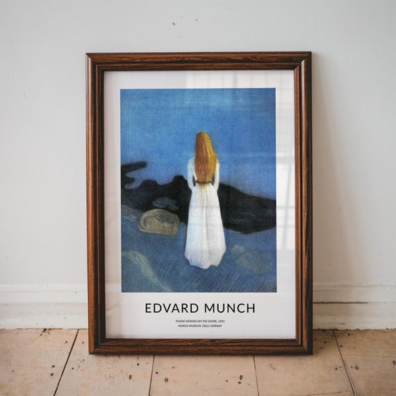 Young Woman On The Shore By Edvard Munch Famous Painter Prints Fine Art Decor Vintage Poster Wall Coastal