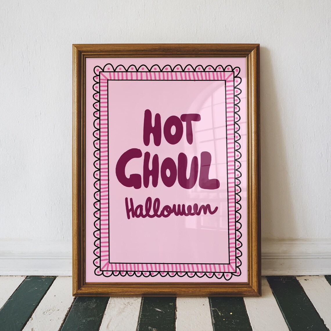 Cute Hot Ghoul Halloween Pink Preppy Spooky Season Party Wall Art