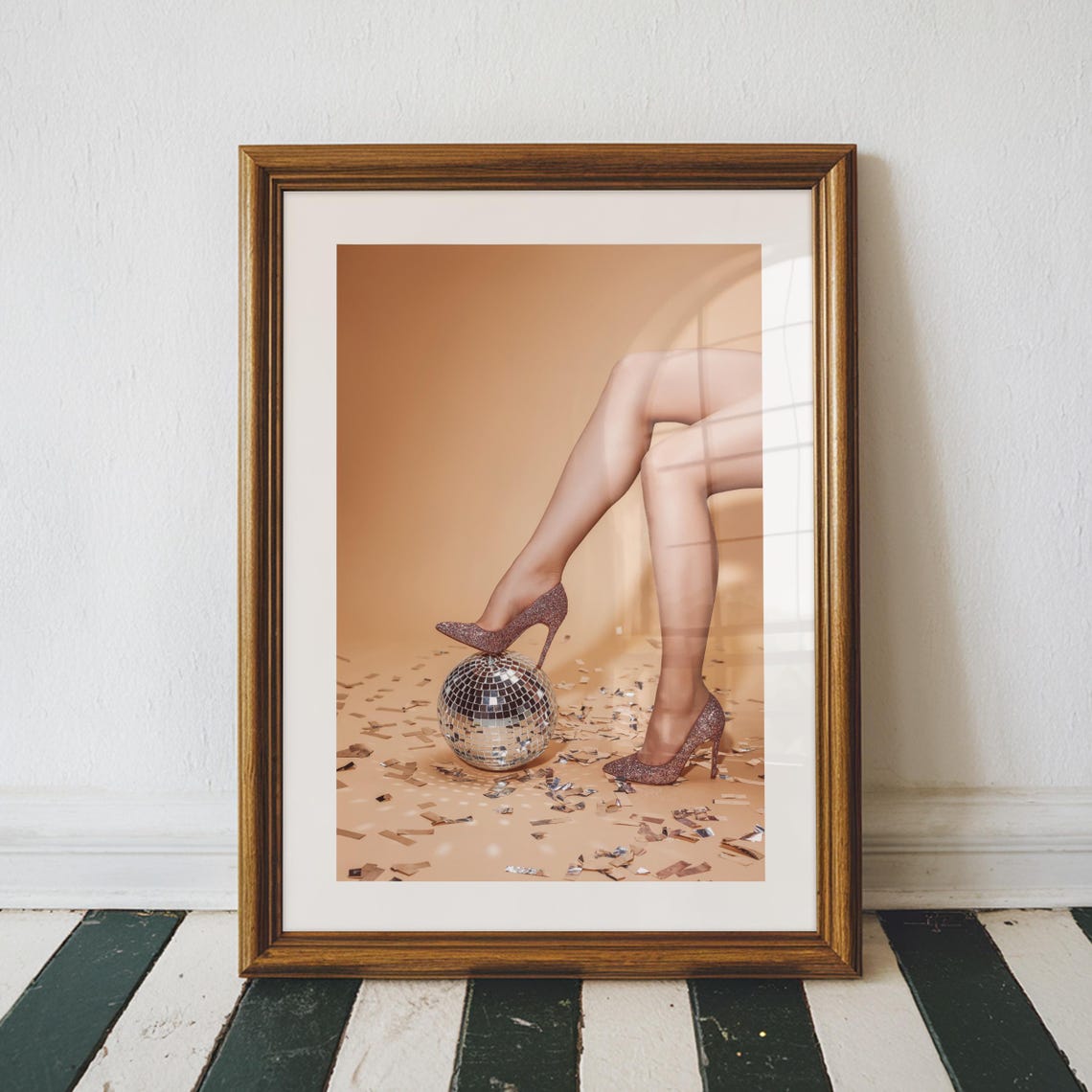 Disco Ball Glitter Heels Confetti Dance Party Photo Art Poster