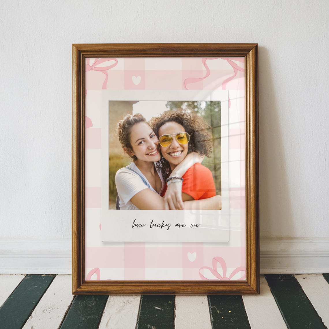 Pink Gingham Coquette Photo Frame Polaroid Friends Picture Poster