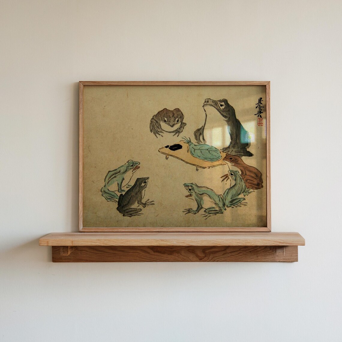 Shibata Zeshin Frog Dinner Party Vintage Japanese Woodblock Print