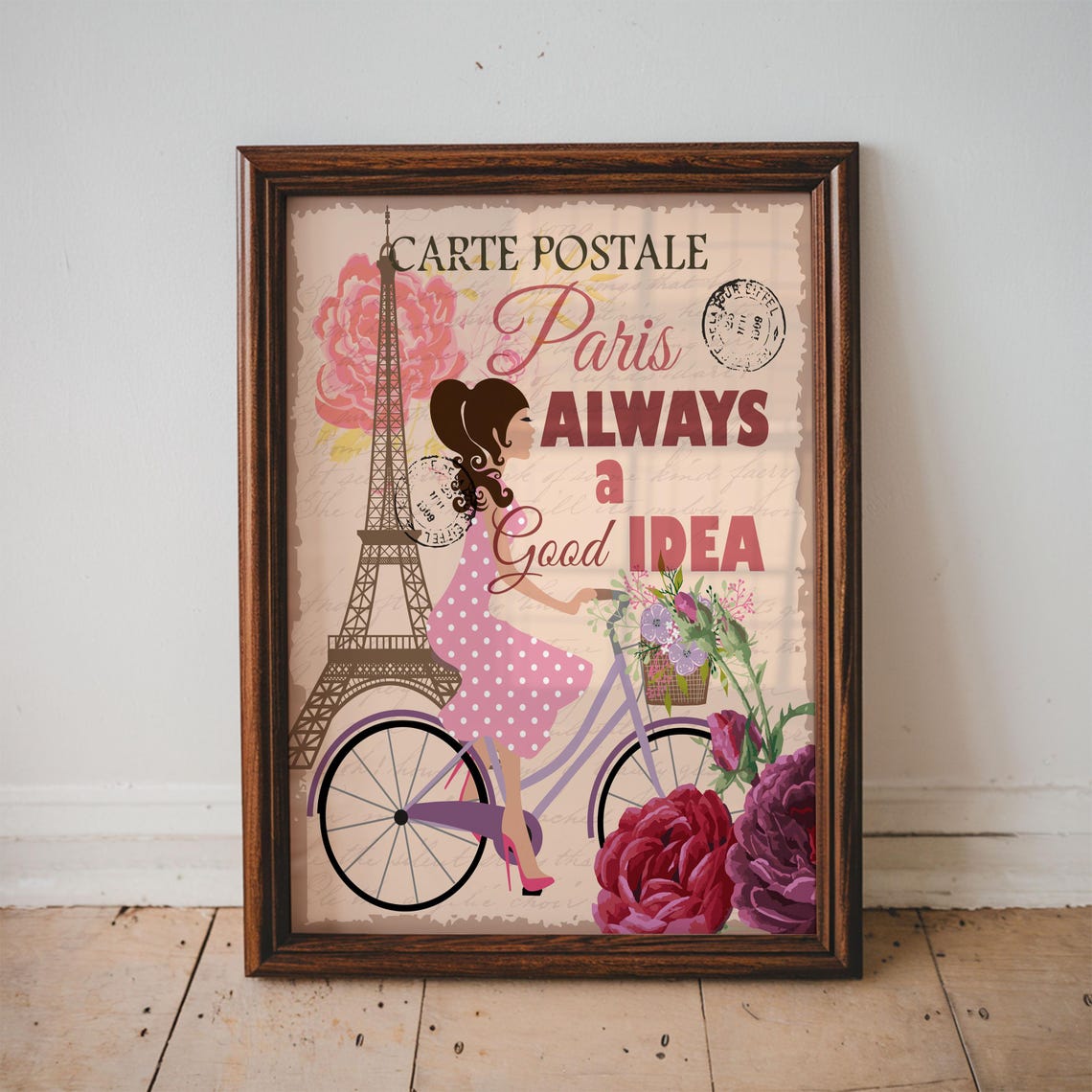 Carte Postale Paris Always a Good Idea Eiffel Tower Travel Poster