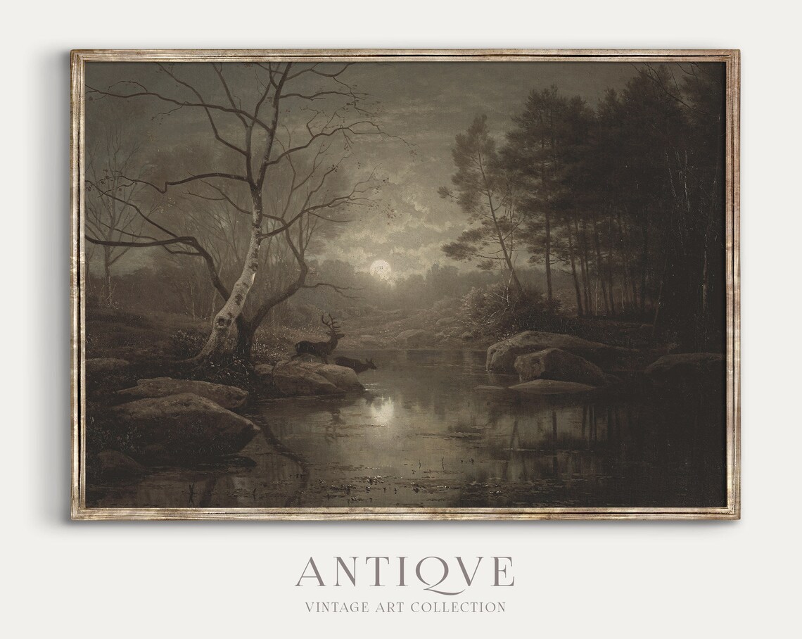 Moody Landscape Oil Painting, Dark Academia Art Print