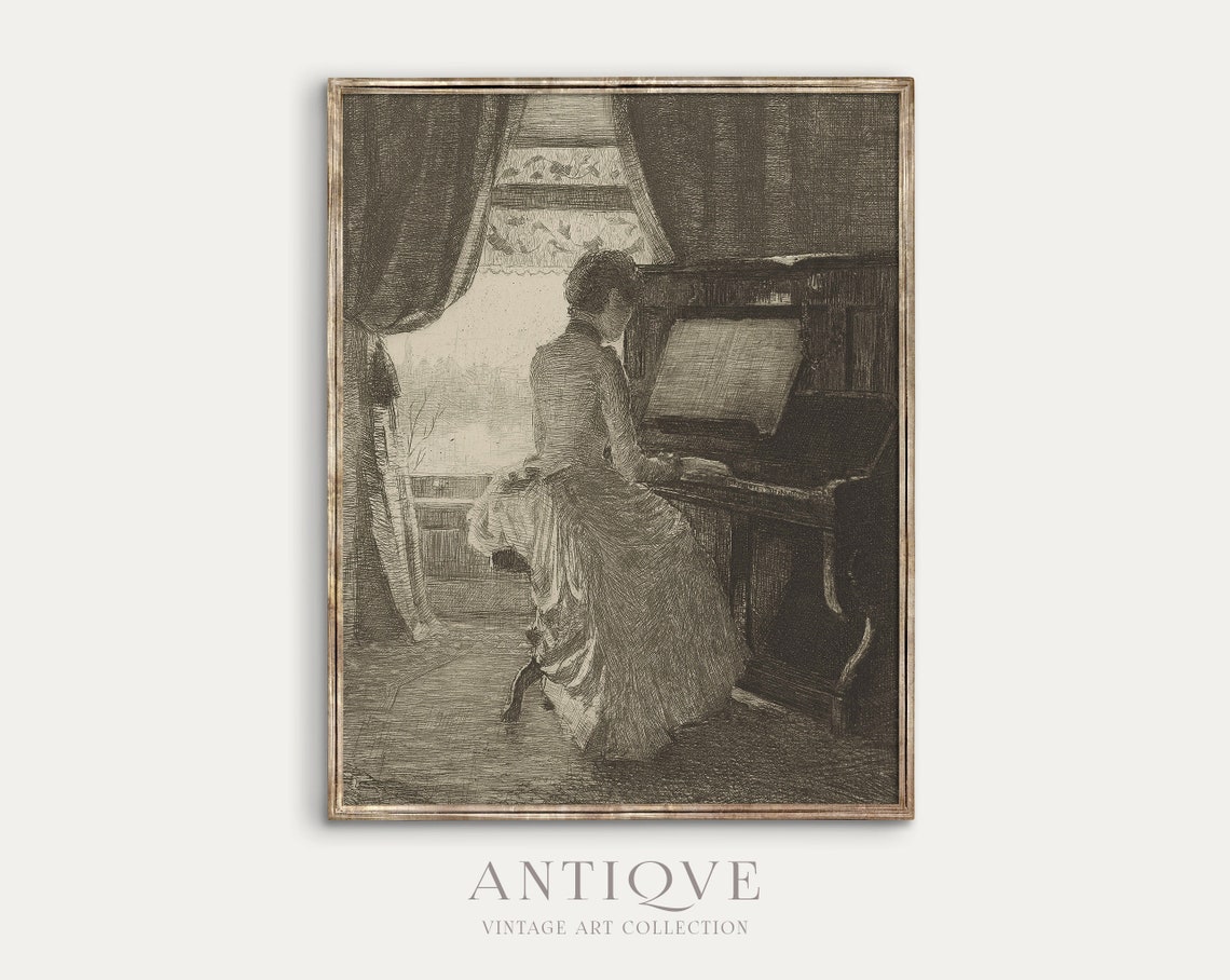Piano Sketch Art Print, Pianist Decor