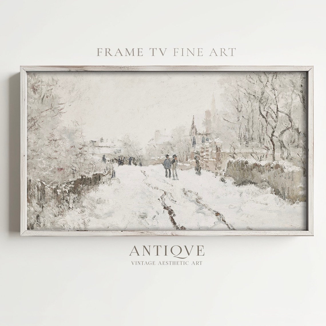 Snowy Paris Bridge Cityscape Winter Impressionist Painting Art Poster - Image 2