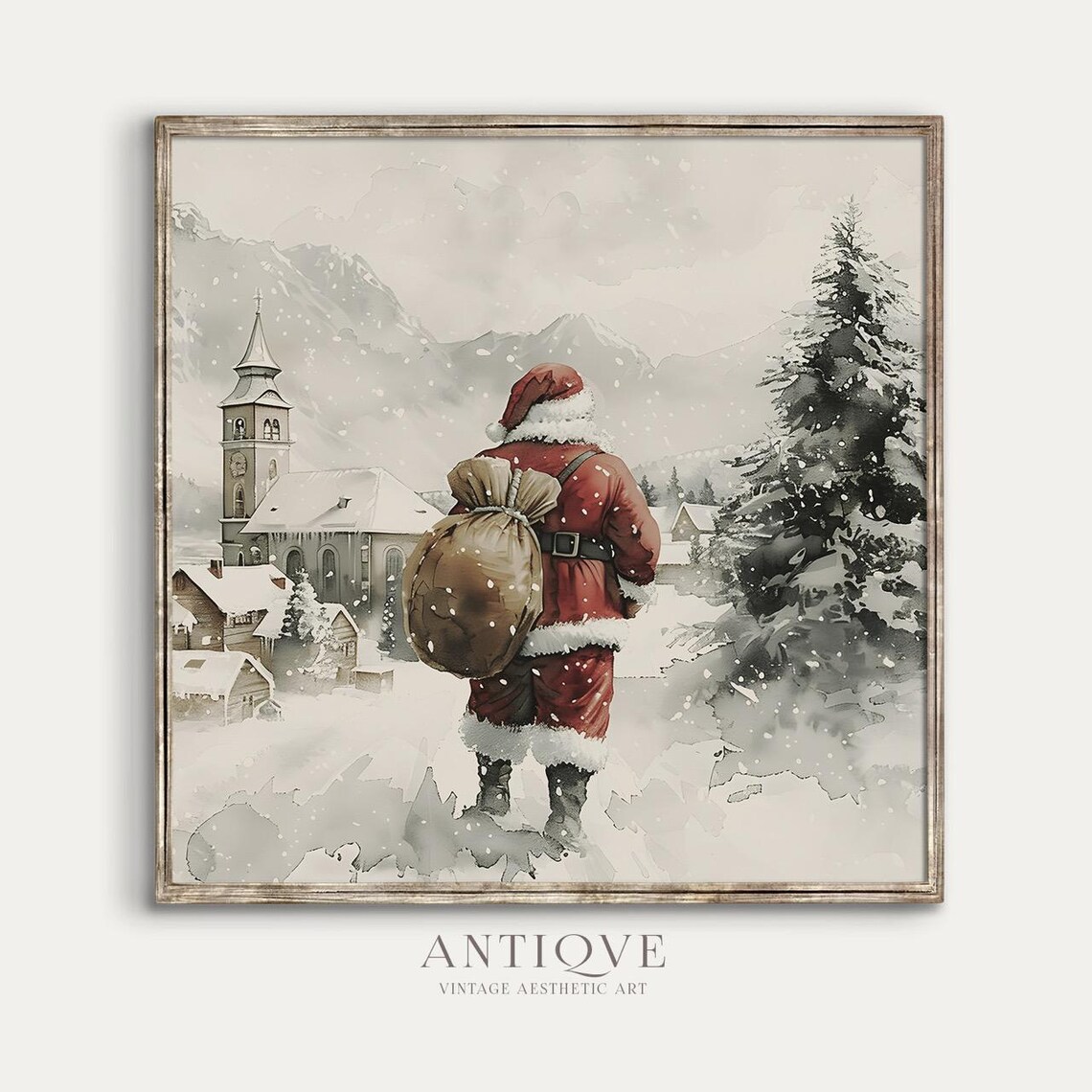 Santa Claus Journey In The Snow, Rustic Christmas Decor - Image 4