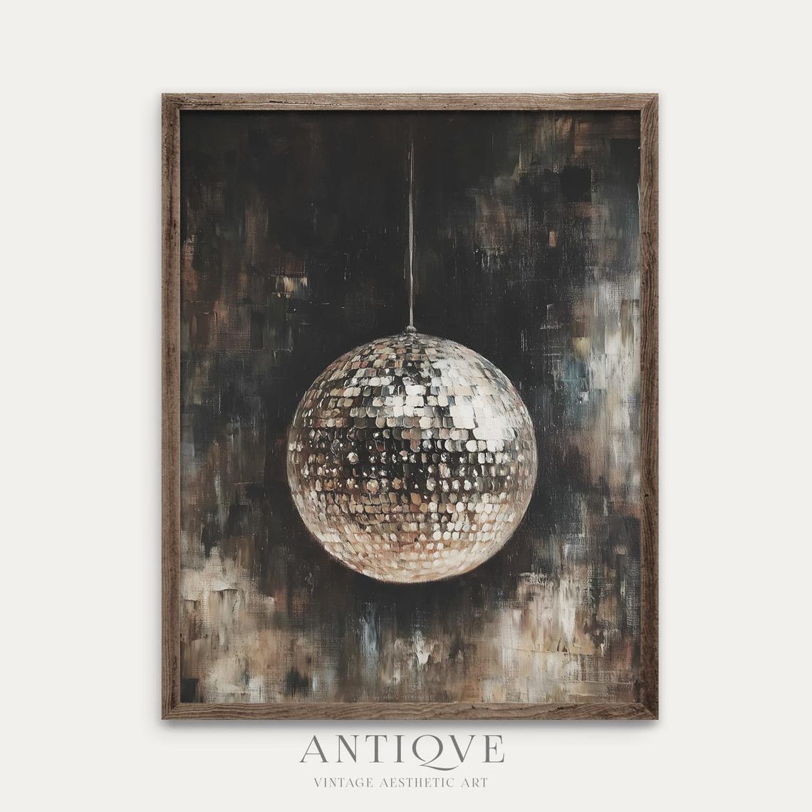 Disco Ball Hanging on Dark Abstract Festive New Years Party Wall Art - Image 4