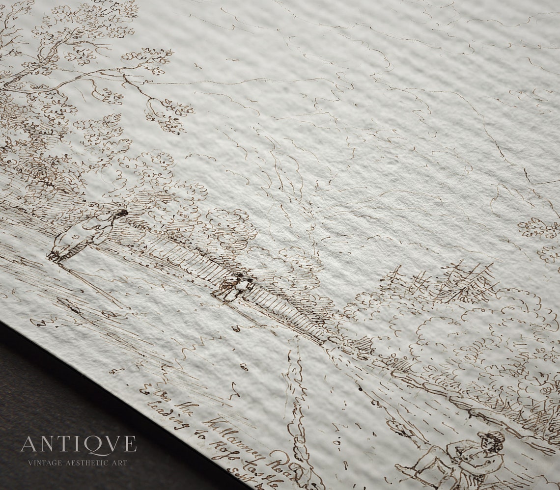 Historic Killarney 1841 Country Road To Ross Castle Ink Sketch Poster - Image 2