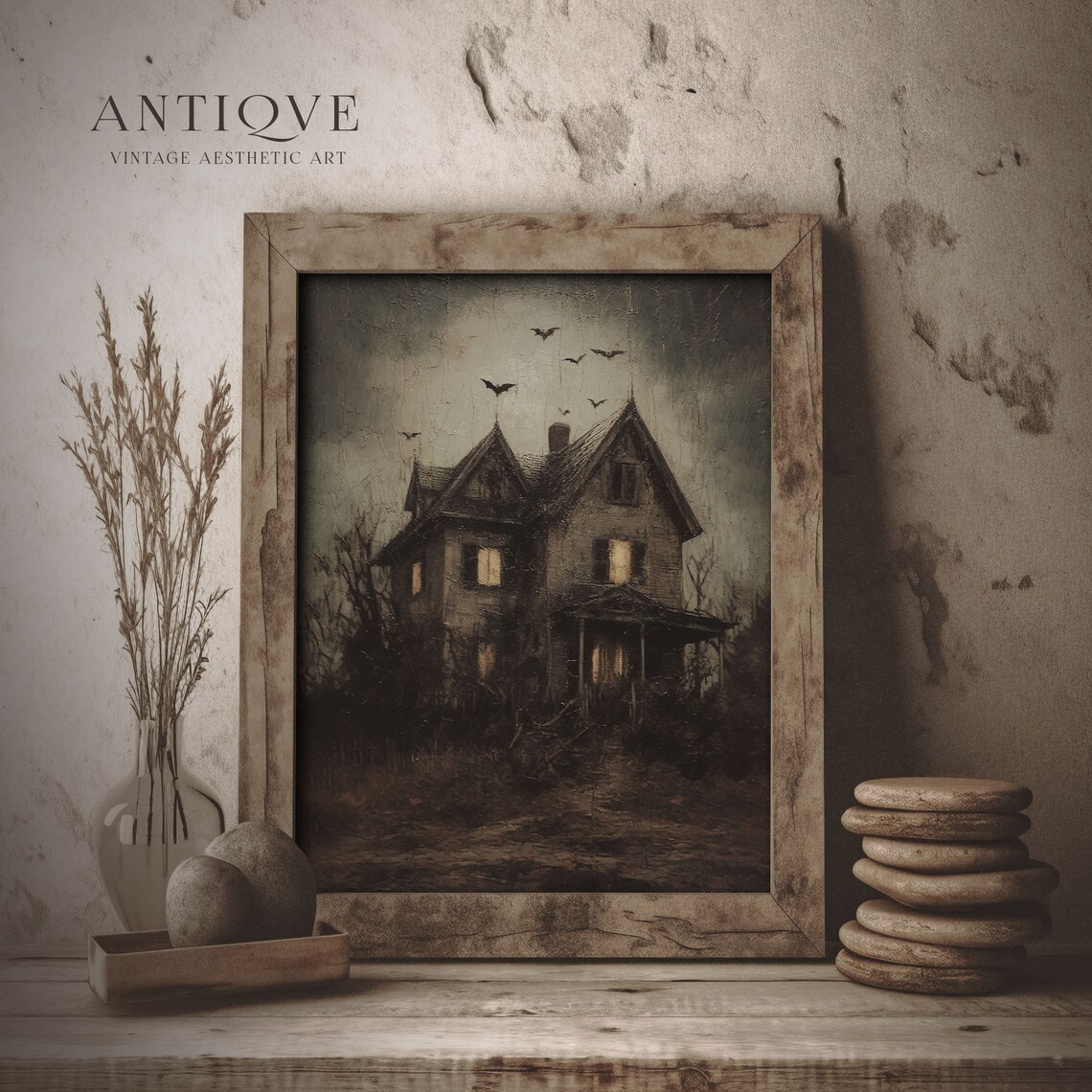 Black Spooky House, Goth Halloween Art Print - Image 2