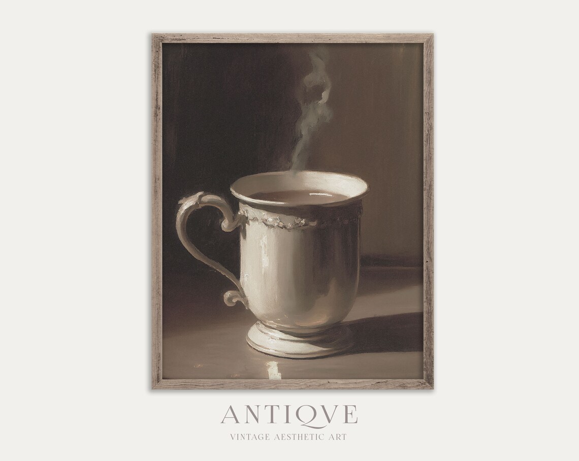 Steaming Mug Of Coffee Or Hot Chocolate, Vintage Print