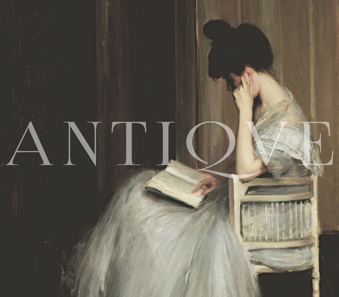 Victorian Woman Reading Vintage Art Print - Image 2