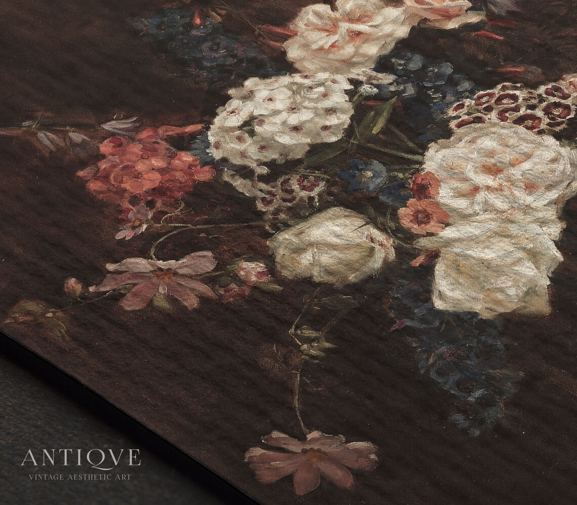 Moody Vintage Still Life Bouquet in Glass Vase - Image 4