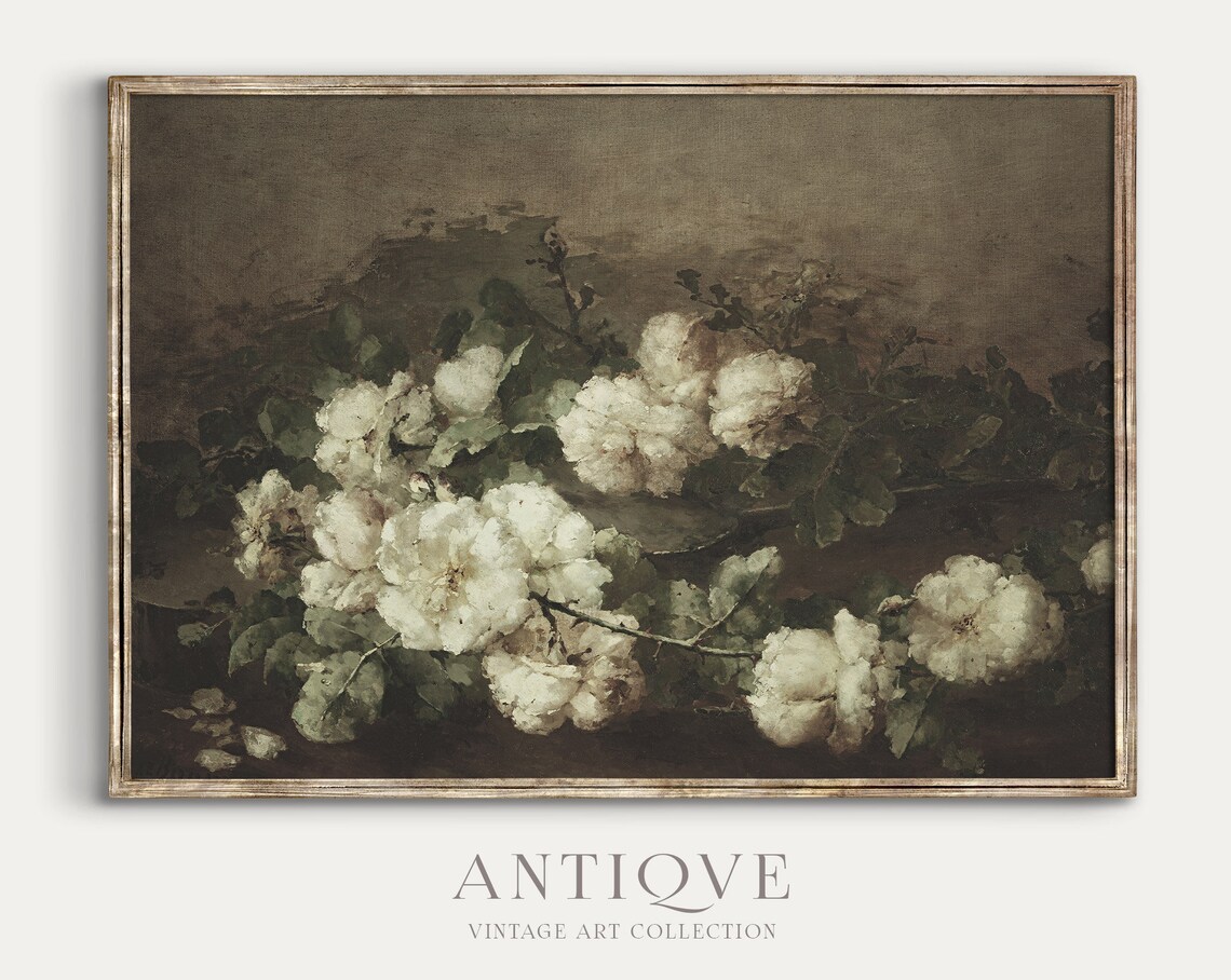 Antique Floral Painting, Vintage Art Print