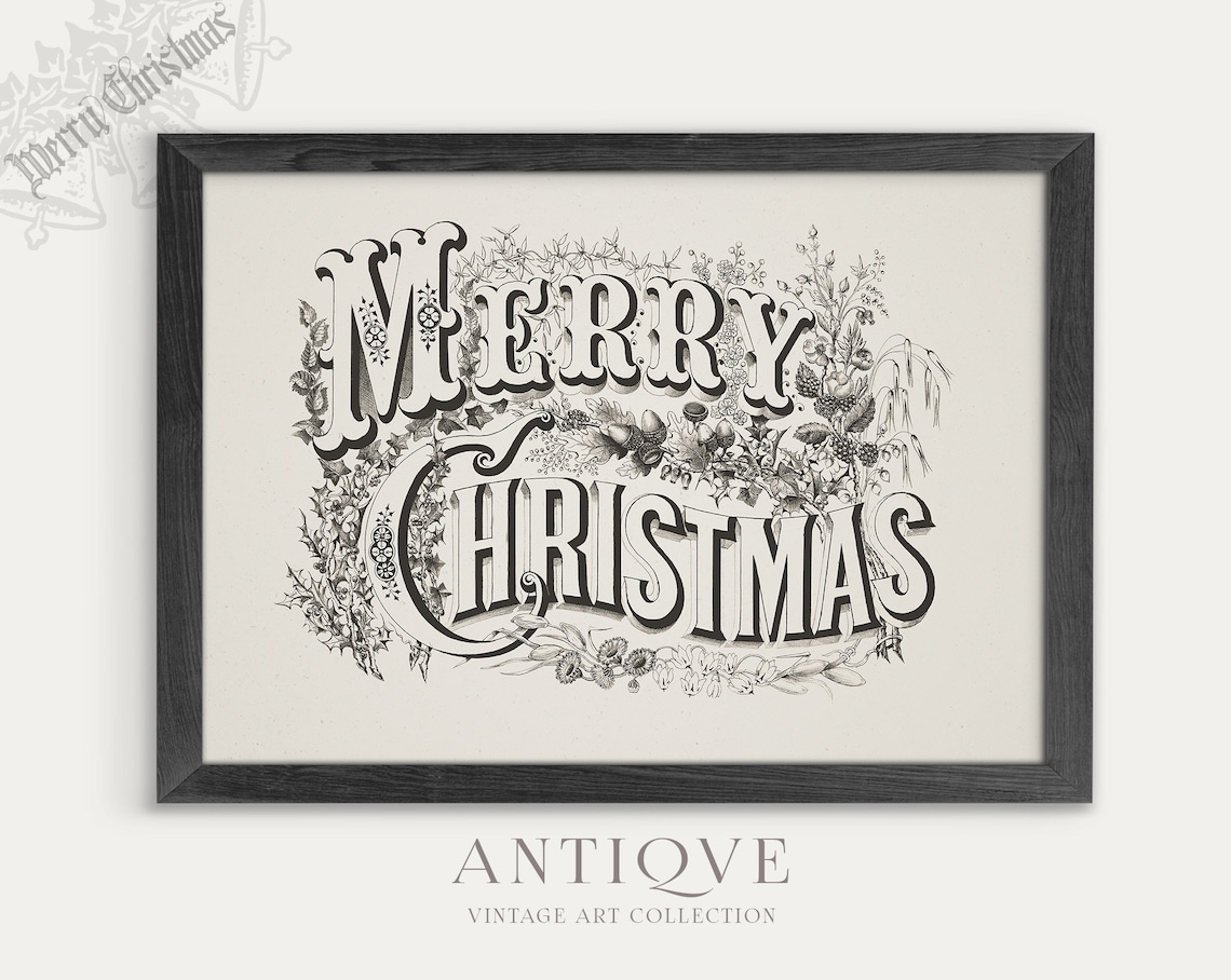 Vintage Merry Christmas Sign, Rustic Christmas Banner - Image 2
