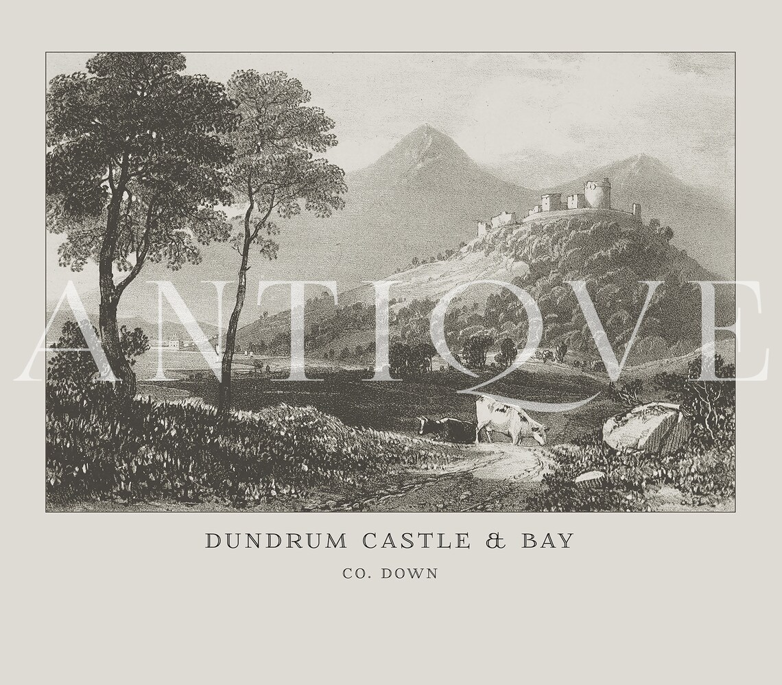 Dundrum Castle Bay, Co Down Vintage Engraving Print - Image 3