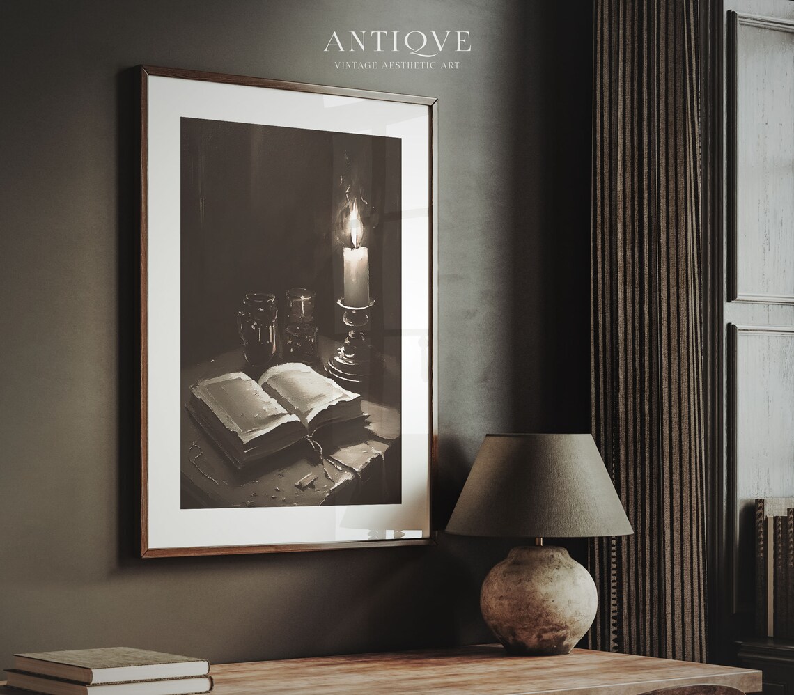 Victorian Book and Candlelight Still Life Art Print - Image 2