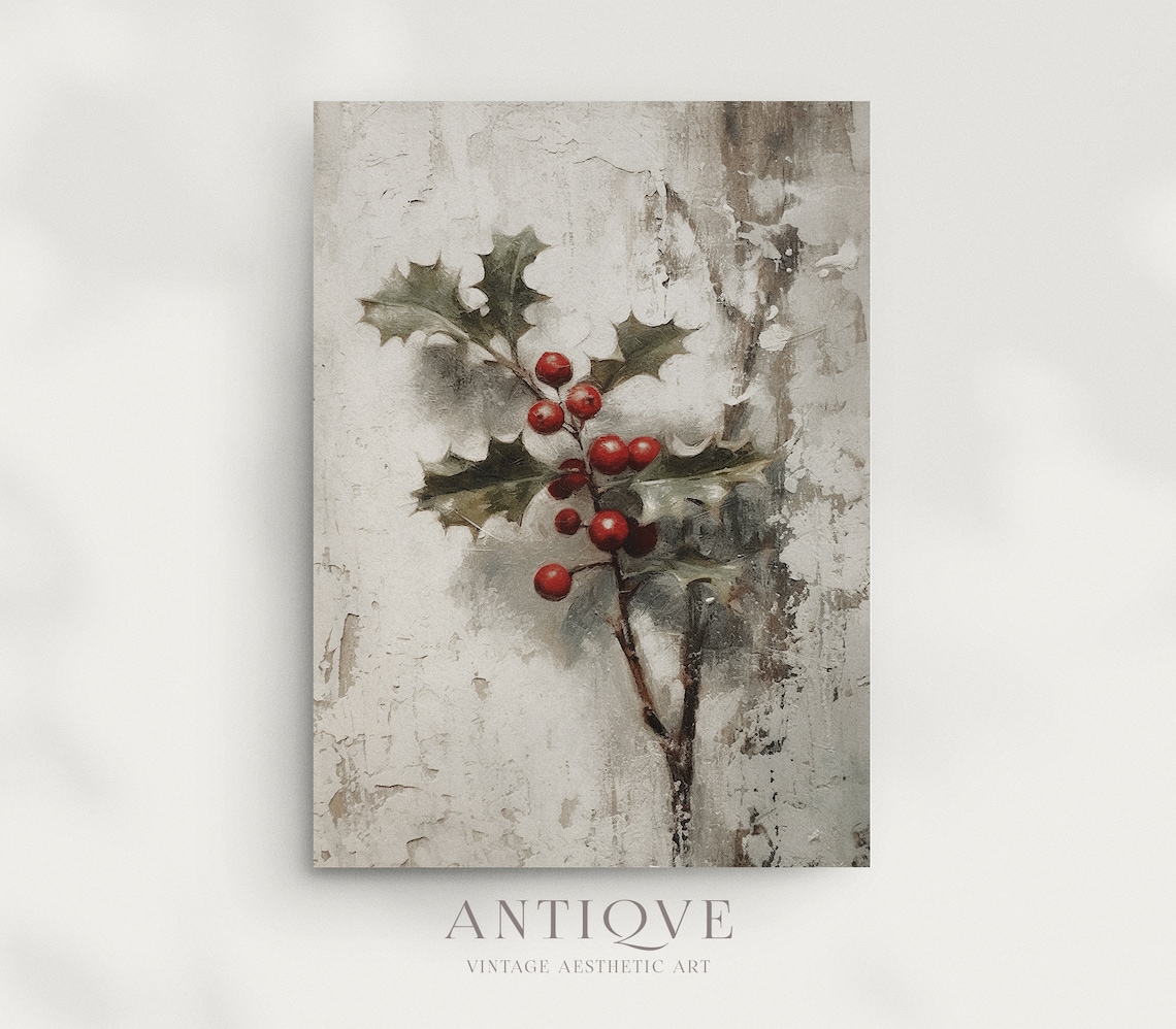 Holly Branch Print, Christmas Farmhouse Decor - Image 3