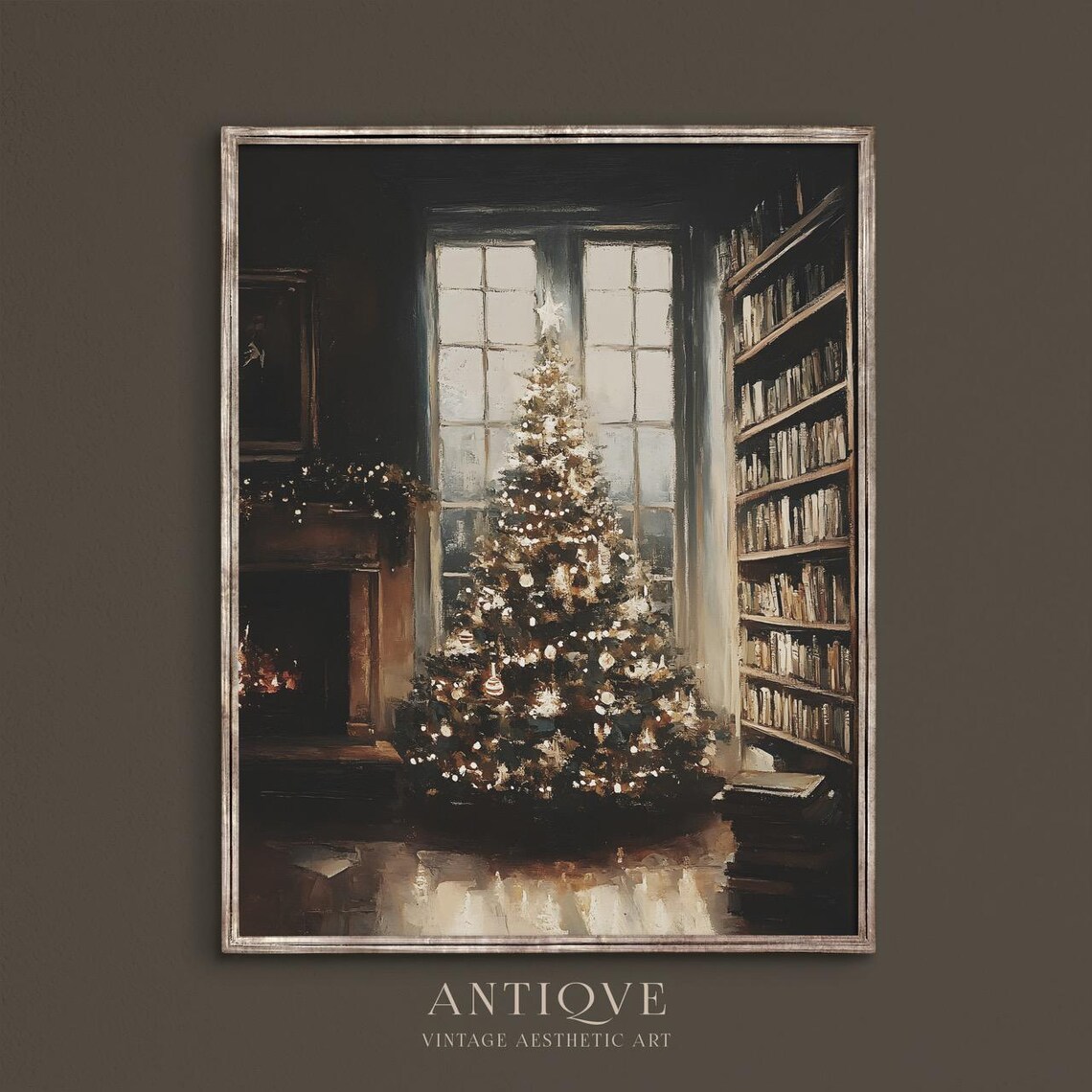 Elegant Christmas Tree By Window, Winter Room Art Print - Image 3