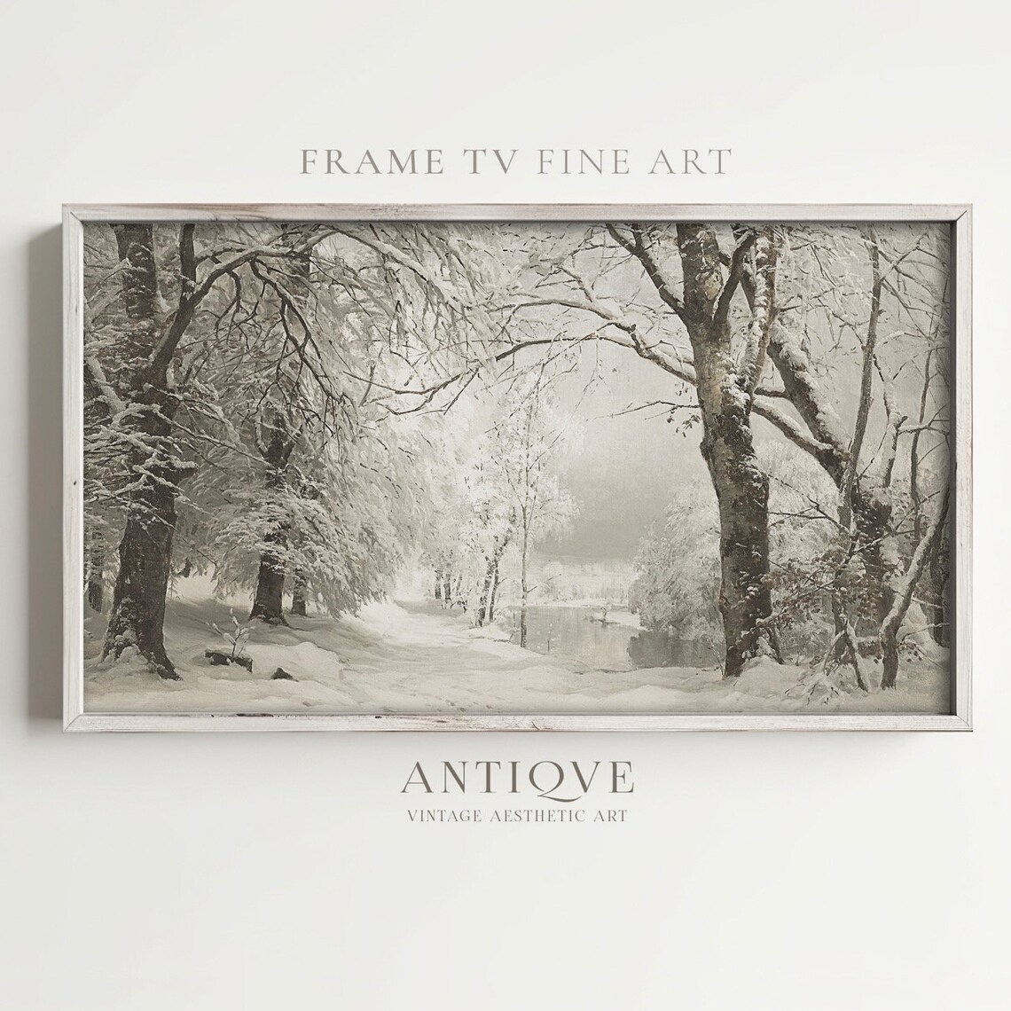 Snowy Winter Woods Landscape With Bare Trees Muted Painting Poster - Image 2