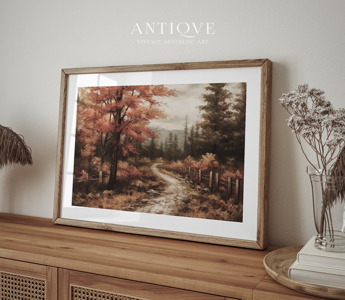 Wooden Cottage in Autumn Woodlands, Rustic Fall Art Print - Image 2